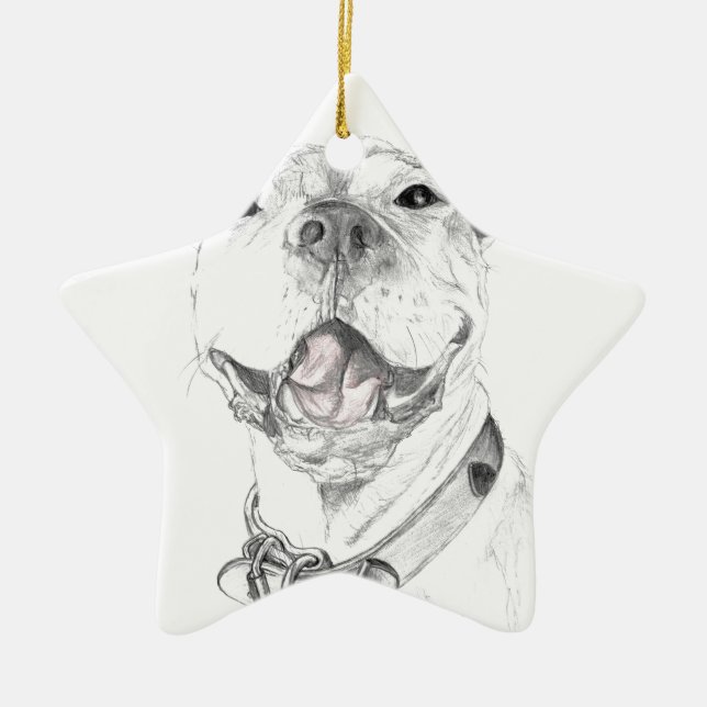 A Pit Bull Smile Ceramic Ornament (Front)