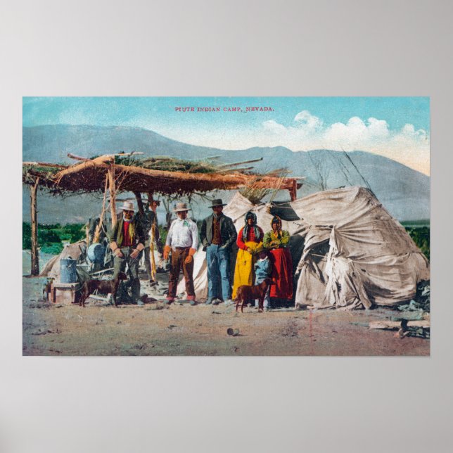 A Piute Indian Camp with NativesNevada Poster (Front)