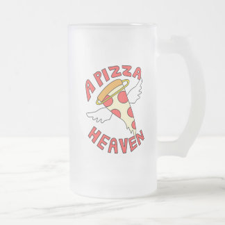 A Pizza Heaven Frosted Glass Beer Mug