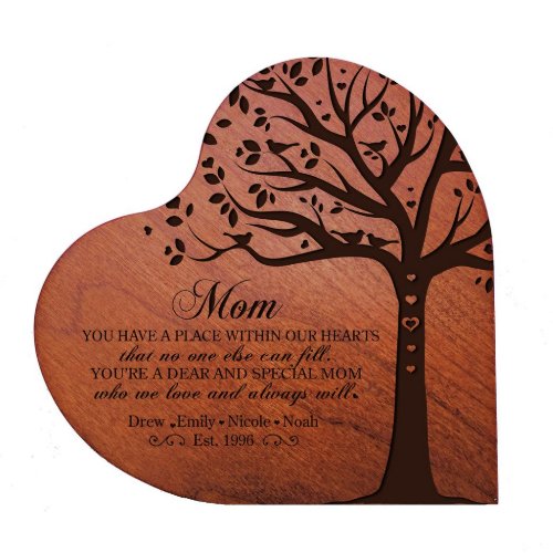 A Place Moms Heart_Shaped Cherry Wood Block