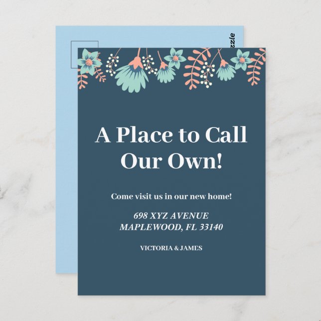 A place to call our own housewarming party floral  postcard (Front/Back)