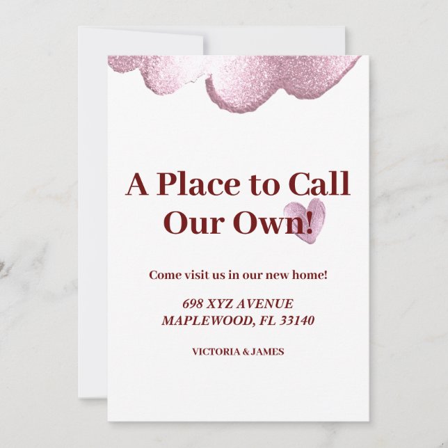A place to call our own housewarming party glitter invitation (Front)