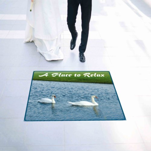 A Place to Relax Blue Lake White Swans Swimming Floor Decals