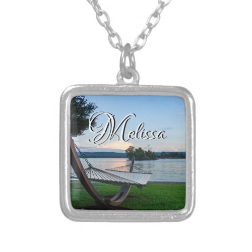 A Place To Relax Silver Square Necklace