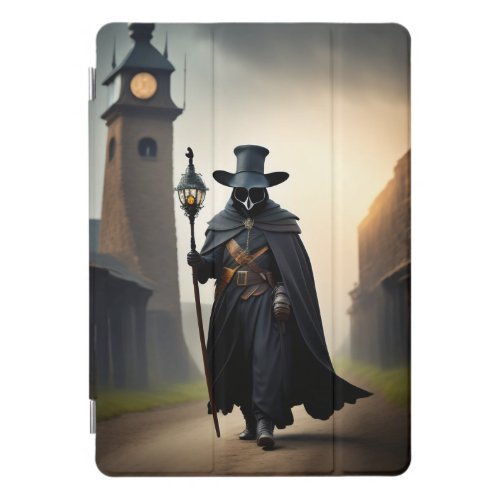 A plague doctor holding a staff in one hand  iPad pro cover