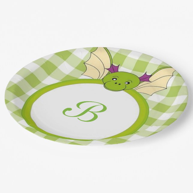 A Plaid Dragon Paper Plates (Angled)