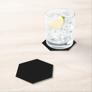 A plain dark black textured background fills paper coaster