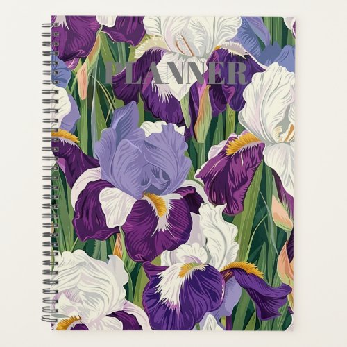 A planner with a Purple Iris design theme