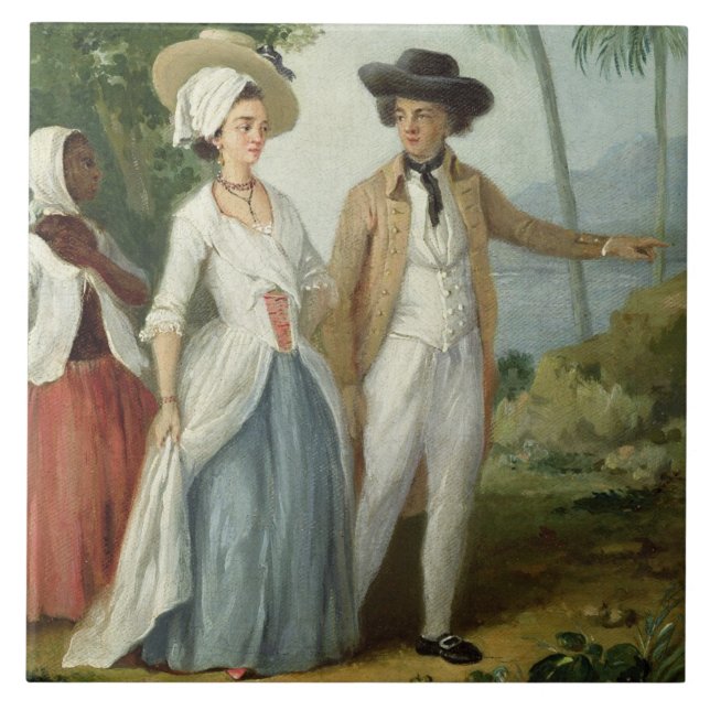 A Planter and his Wife, Attended by a Servant, c.1 Ceramic Tile (Front)