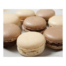A plate of Chocolate and Vanilla Macarons, the