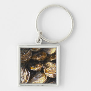 A plate of oysters. keychain