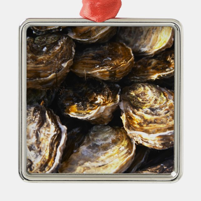 A plate of oysters. metal ornament (Front)