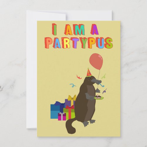 A platypus who love to party invitation