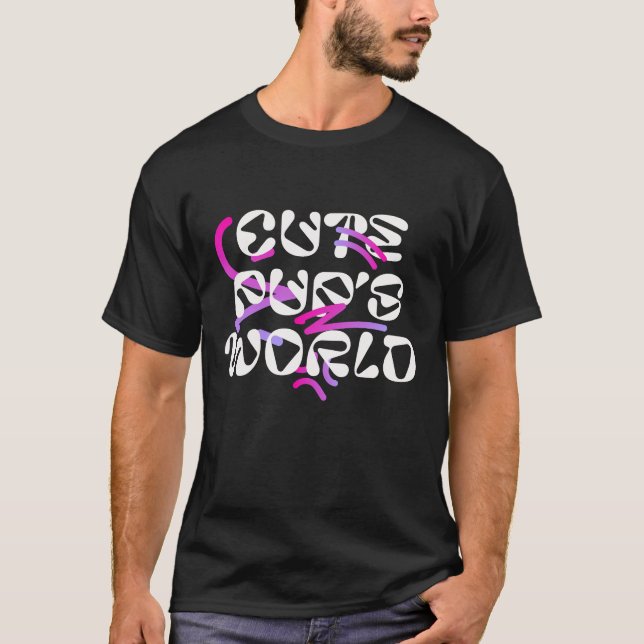 A Playful 3D Cartoon Puppy Running in a Sunny T-Shirt (Front)