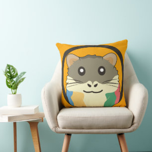 A playful and funny hamster throw pillow