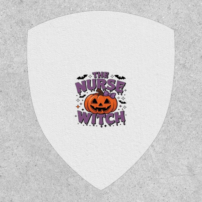 A playful design featuring a pumpkin witch with a  patch (Front)