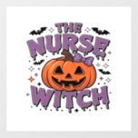 A playful design featuring a pumpkin witch with a  wall decal 