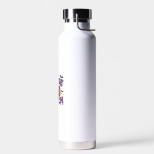 A playful design featuring a pumpkin witch with a water bottle