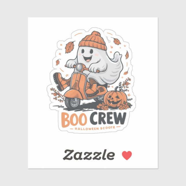 A playful ghost riding a scooter sticker (Sheet)