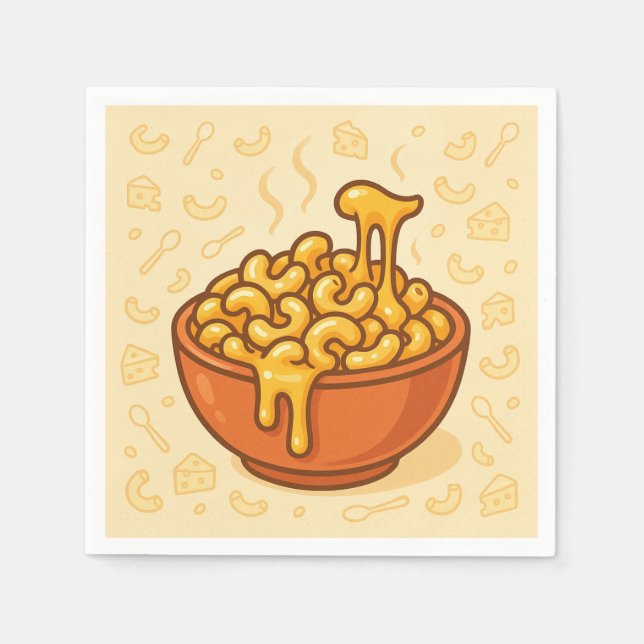 A playful, illustration of Mac and Cheese Napkins (Front)