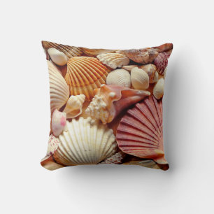 A Plethora of Pastel Seashells Throw Pillow
