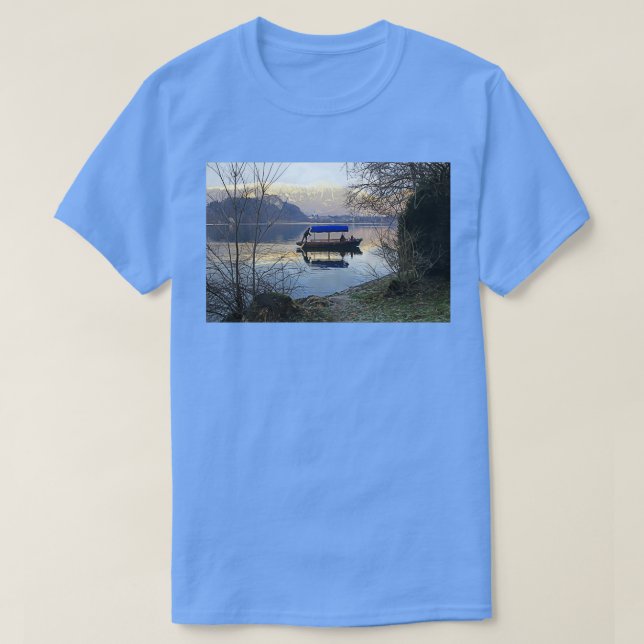A Pletna wooden rowing boat on Lake Bled Slovenia  T-Shirt (Design Front)