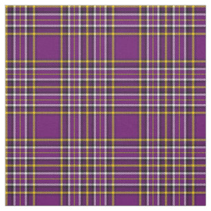 A Plum purple plaid, with gold/white/black stripe Fabric
