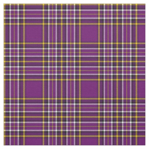 A Plum purple plaid, with gold/white/black stripe Fabric