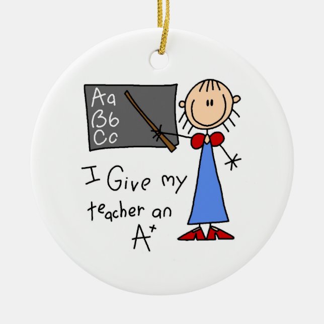 A Plus Teacher Ceramic Ornament (Front)