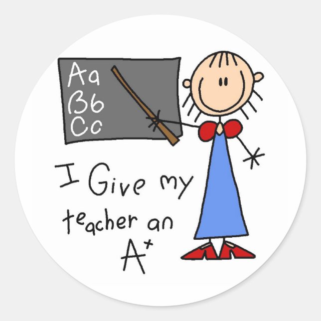 A Plus Teacher Classic Round Sticker (Front)