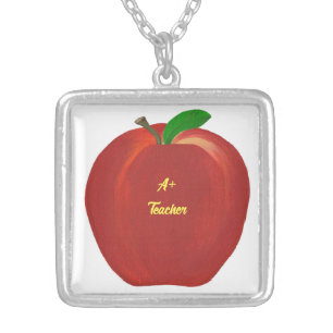 A Plus Teacher Custom Apple Necklace