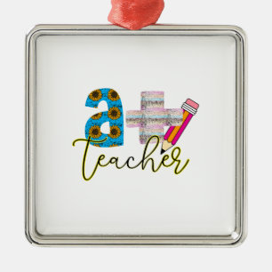 A Plus Teacher Metal Ornament