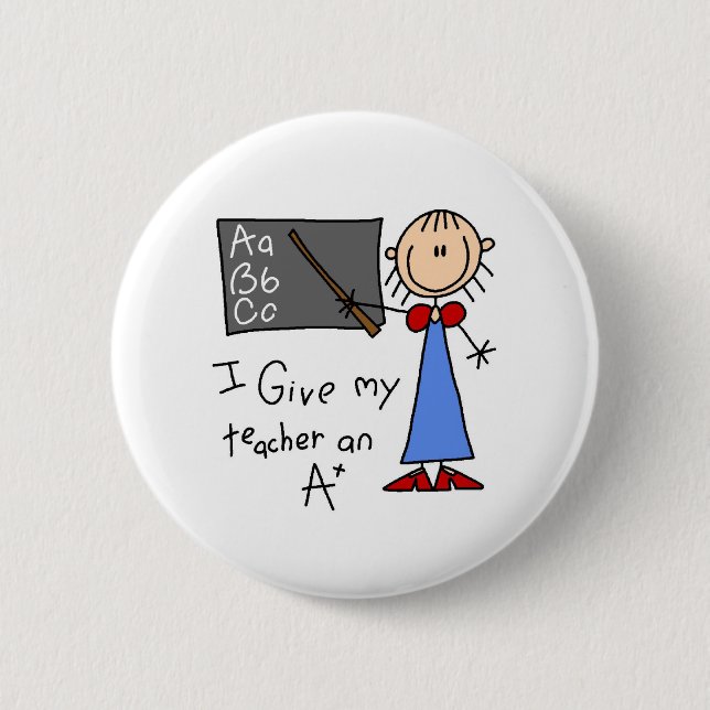 A Plus Teacher Pinback Button (Front)