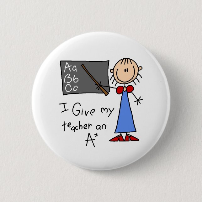 A Plus Teacher Pinback Button (Front)