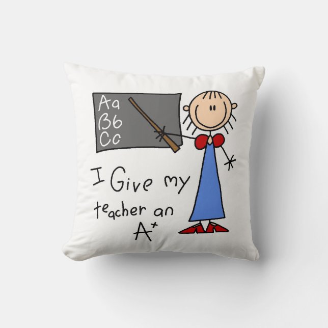 A Plus Teacher Throw Pillow (Front)
