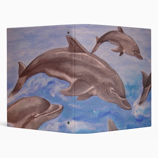 A Pod of Playful Jumping Dolphins 3 Ring Binder (Background)