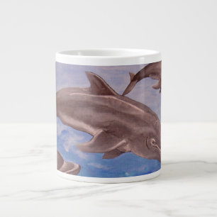 A Pod of Playful Jumping Dolphins Large Coffee Mug