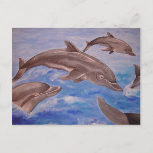 A Pod of Playful Jumping Dolphins Postcard