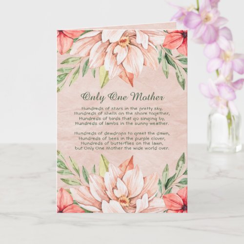 A Poem for a Mother Elegant Pink Floral Card