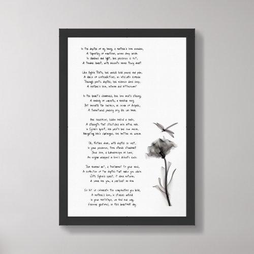 A Poem For Mother Plath Style Framed Art