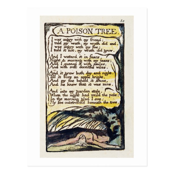 'A Poison Tree', plate 50 (Bentley 49) 'Songs Post Card