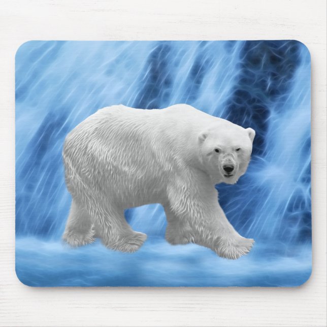 A polar Bear at the frozen waterfall Mouse Pad (Front)