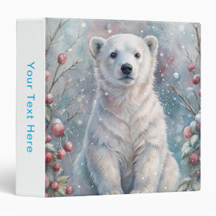 A Polar Bear Cub in Winter 3 Ring Binder