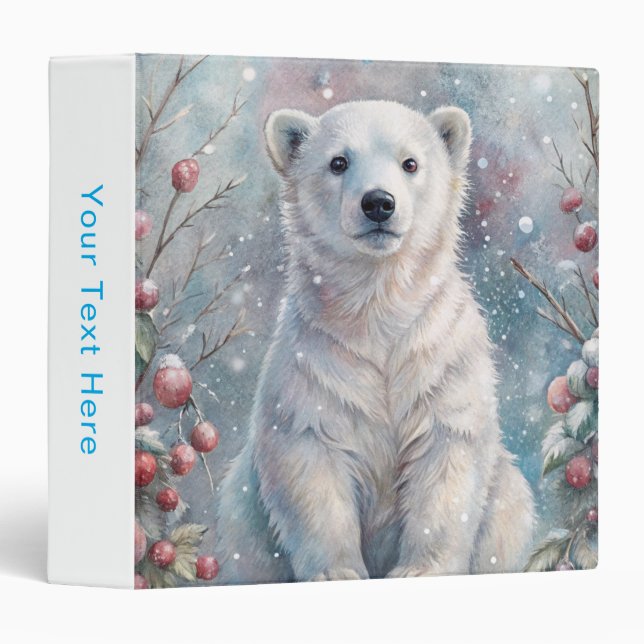 A Polar Bear Cub in Winter 3 Ring Binder (Front/Spine)