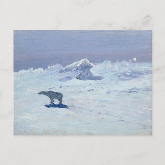 A Polar Bear Hunting in Moonlit Night, 1899 Postcard (Front)