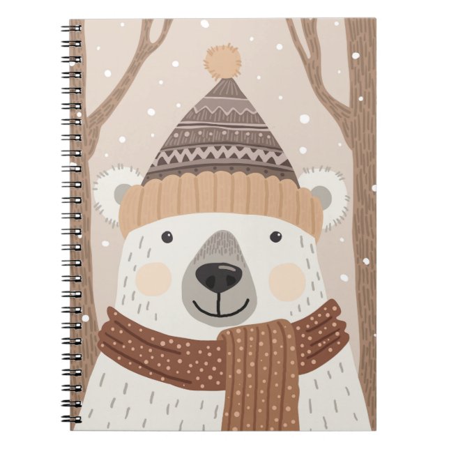 A polar bear in a knitted hat. notebook (Front)