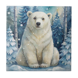A Polar Bear in Winter Ceramic Tile