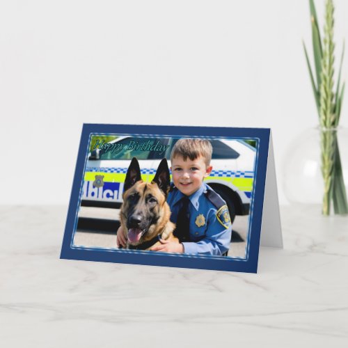 A Police Boy and His Dog Boys Birthday Card