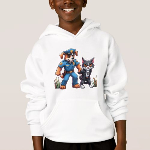 a police dog and a mean cat _ humor hoodie