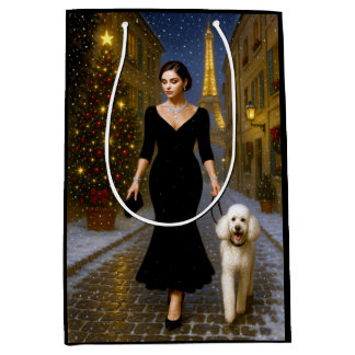 A poodle In Paris Holiday Medium Gift Bag
